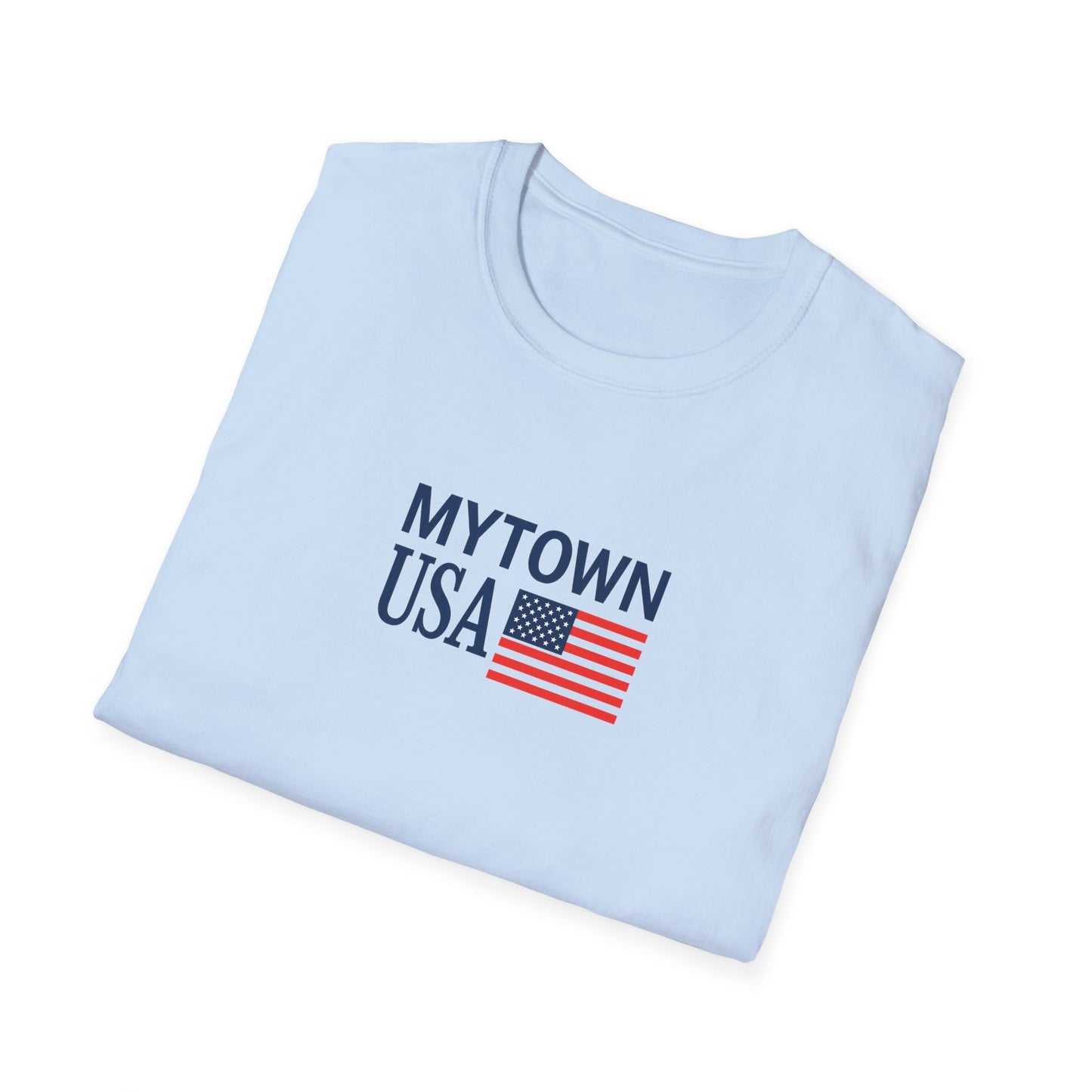 MyTown USA Flag T‑Shirt — Custom City Name (e.g., Boston)