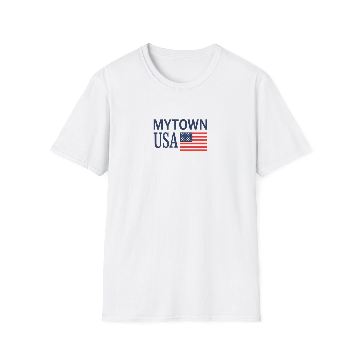 MyTown USA Flag T‑Shirt — Custom City Name (e.g., Boston)