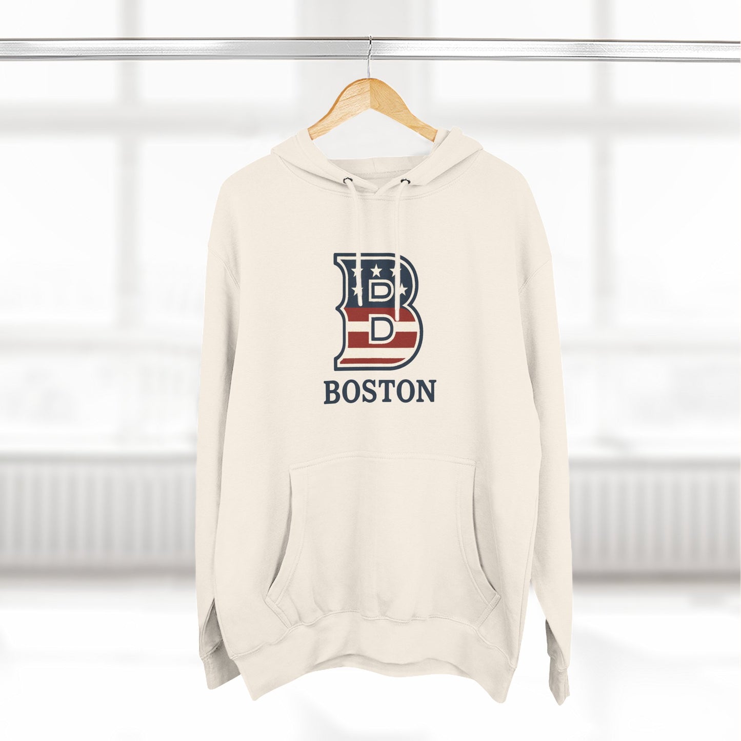 Boston Patriotic Hoodie — Three-Panel Fleece Comfortable Style