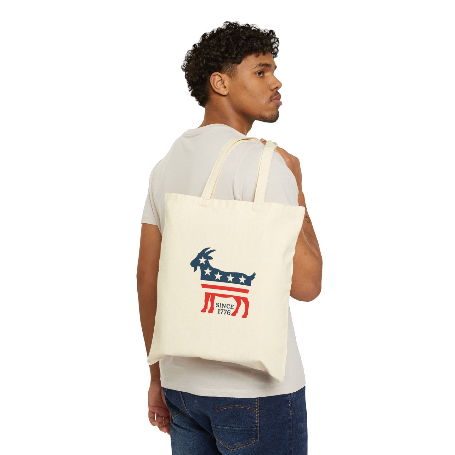 Patriotic Cotton Canvas Tote Bag
