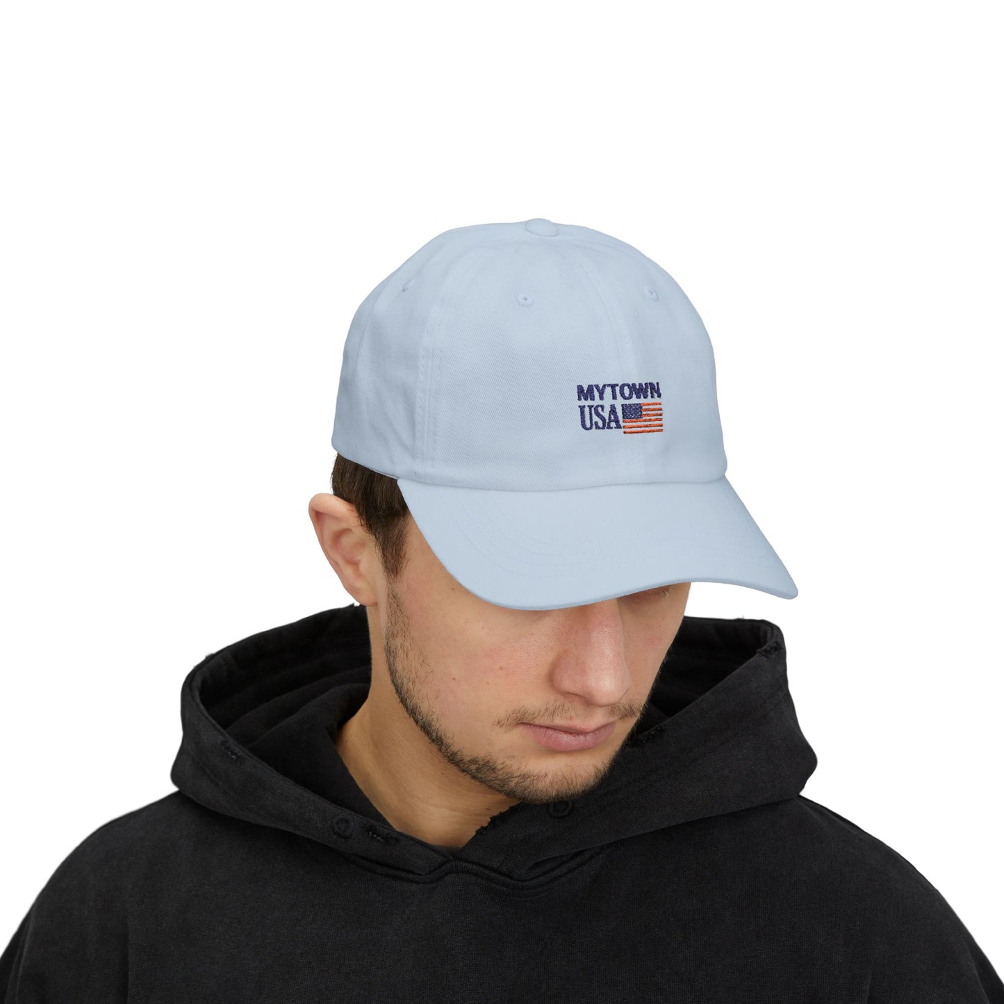 MYTOWN USA' Embroidered American Flag Cap (Customizable Back Text)