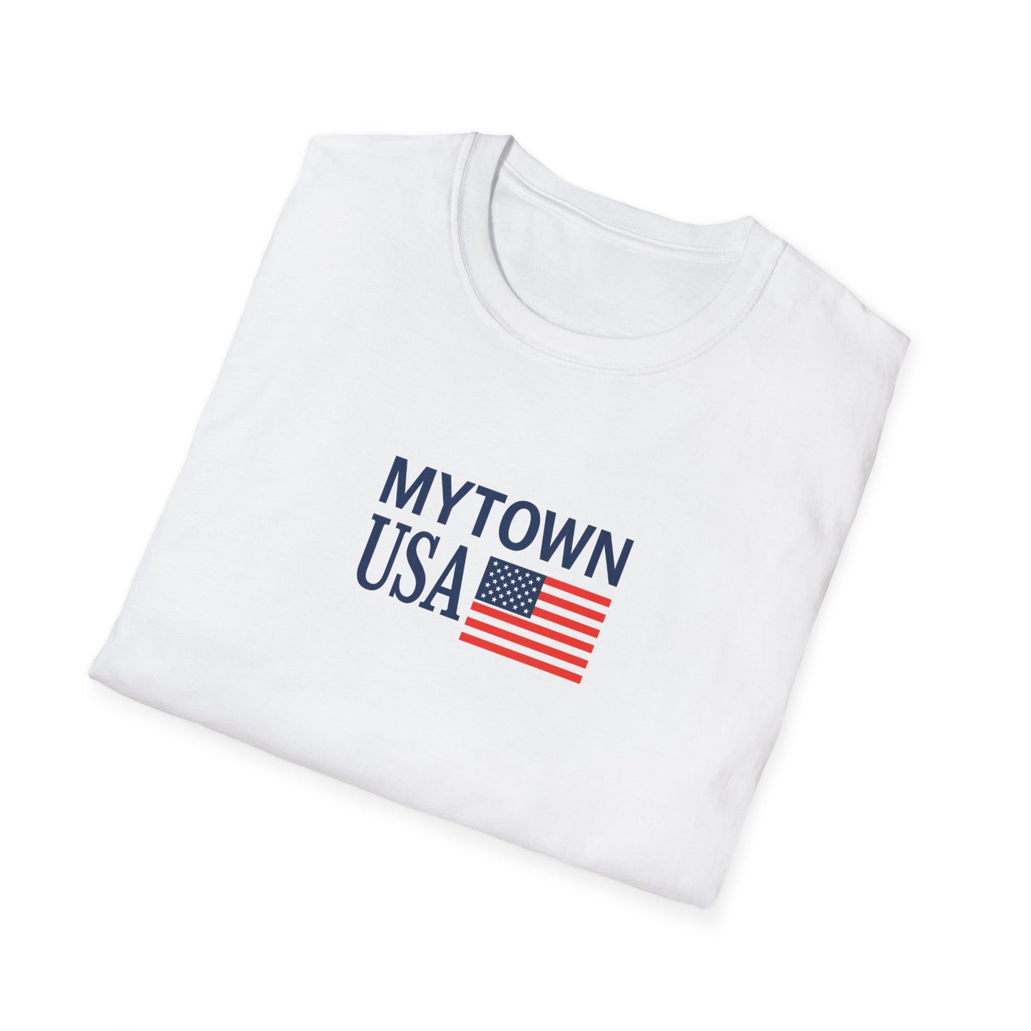 MyTown USA Flag T‑Shirt — Custom City Name (e.g., Boston)