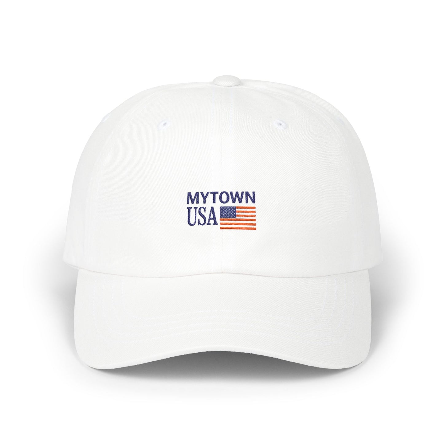 MYTOWN USA' Embroidered American Flag Cap (Customizable Back Text)