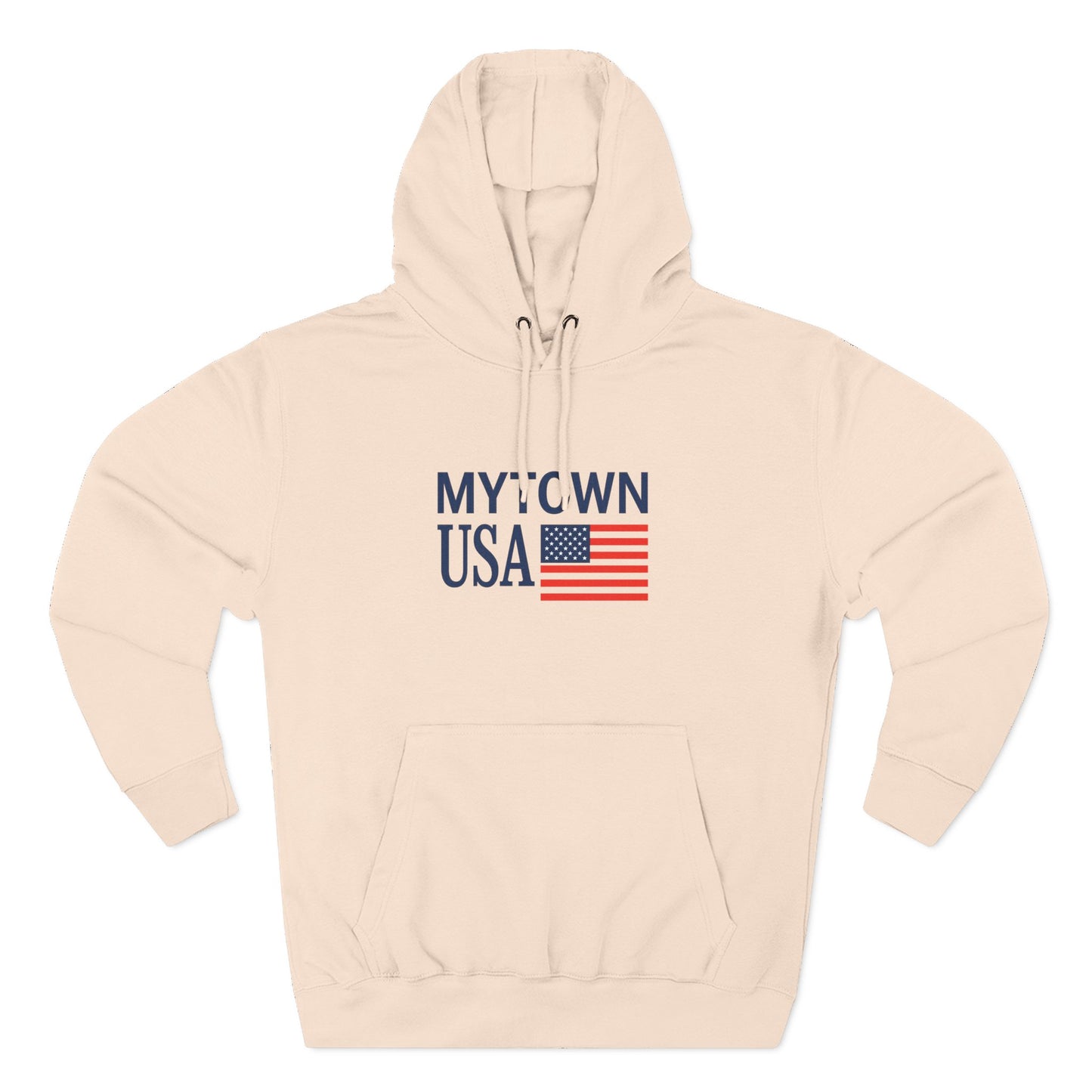 My Town USA Hoodie custom back to display your town— Patriotic American Flag Sweatshirt