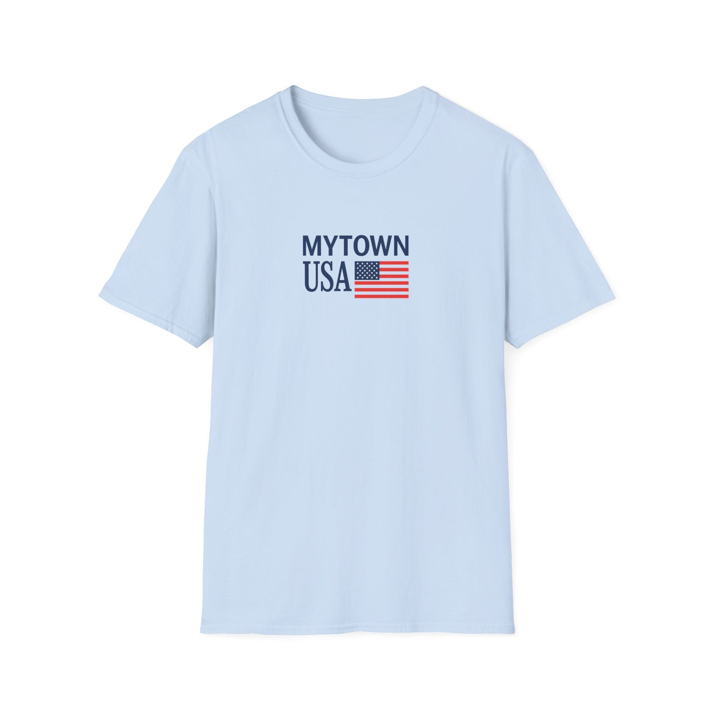 MyTown USA Flag T‑Shirt — Custom City Name (e.g., Boston)