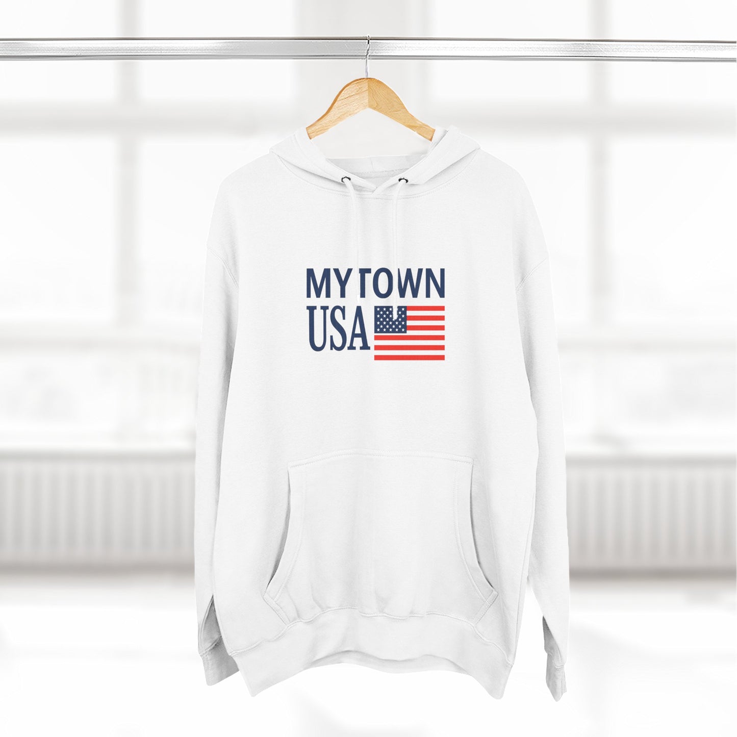 My Town USA Hoodie — Patriotic American Flag Sweatshirt