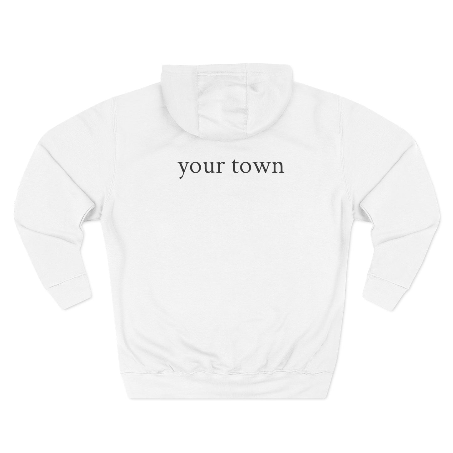 My Town USA Hoodie custom back to display your town— Patriotic American Flag Sweatshirt