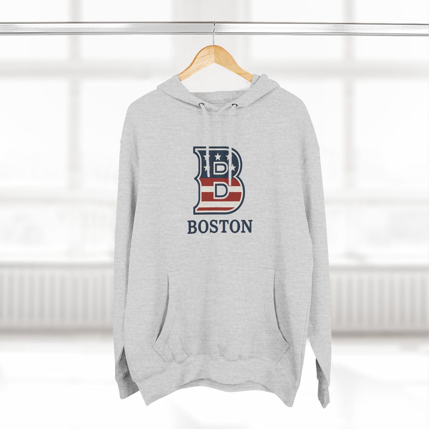 Boston Patriotic Hoodie — Three-Panel Fleece Comfortable Style