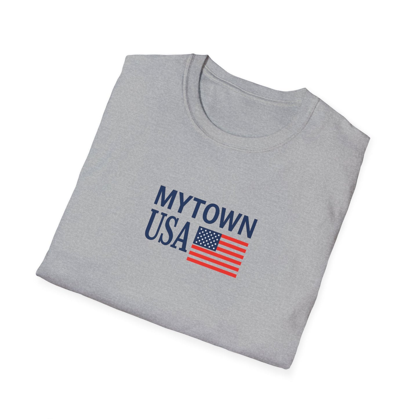 MyTown USA Flag T‑Shirt — Custom City Name (e.g., Boston)