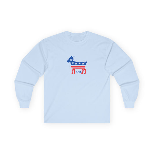 Patriotic GOAT Long Sleeve Tee American Flag Shirt
