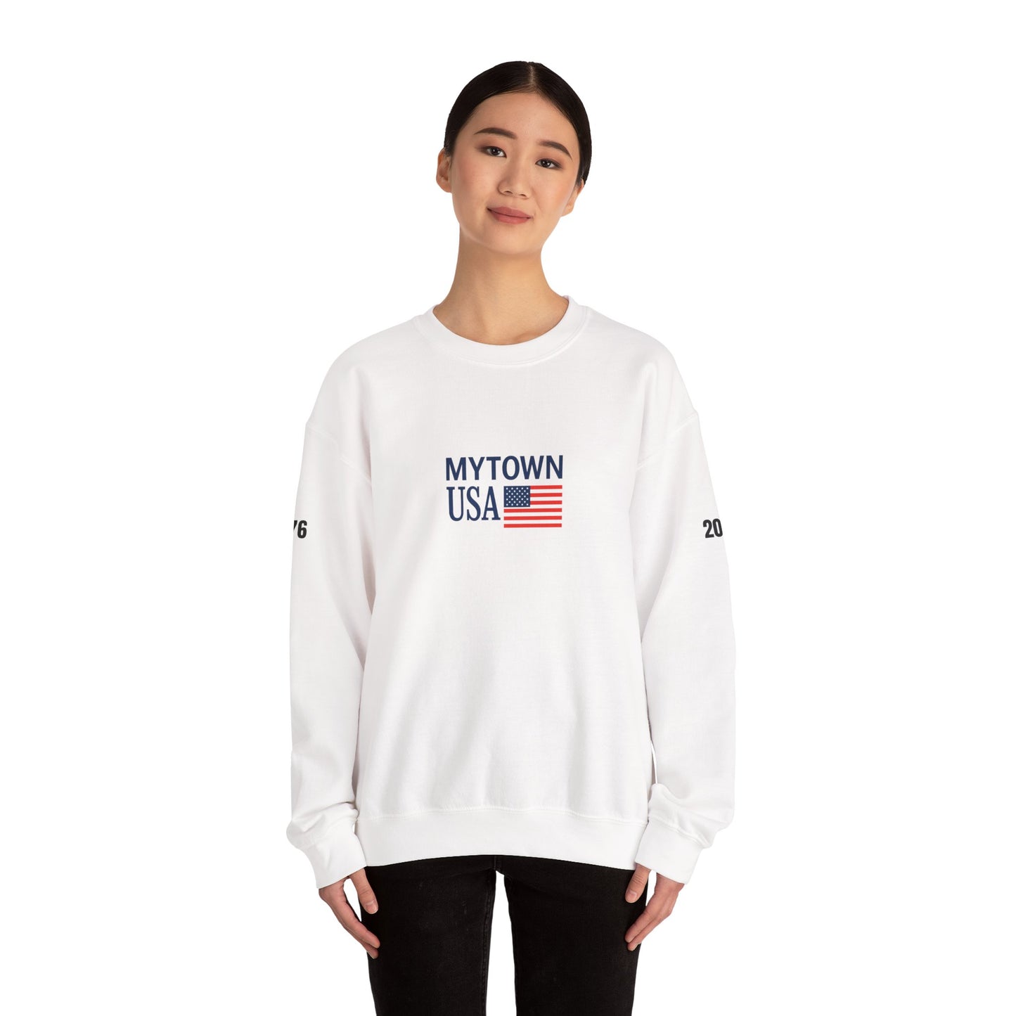 MyTown USA Crewneck Sweatshirt — Patriotic American Flag Pullover