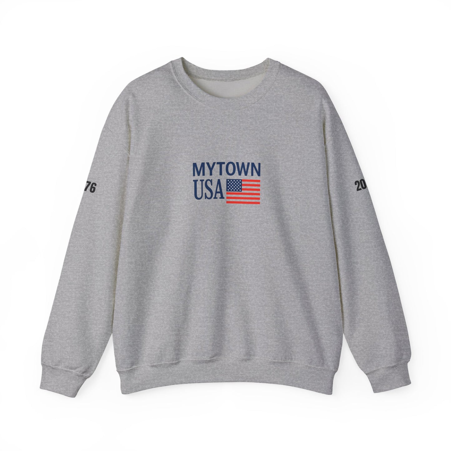 MyTown USA Crewneck Sweatshirt — Minimal American Flag Graphic