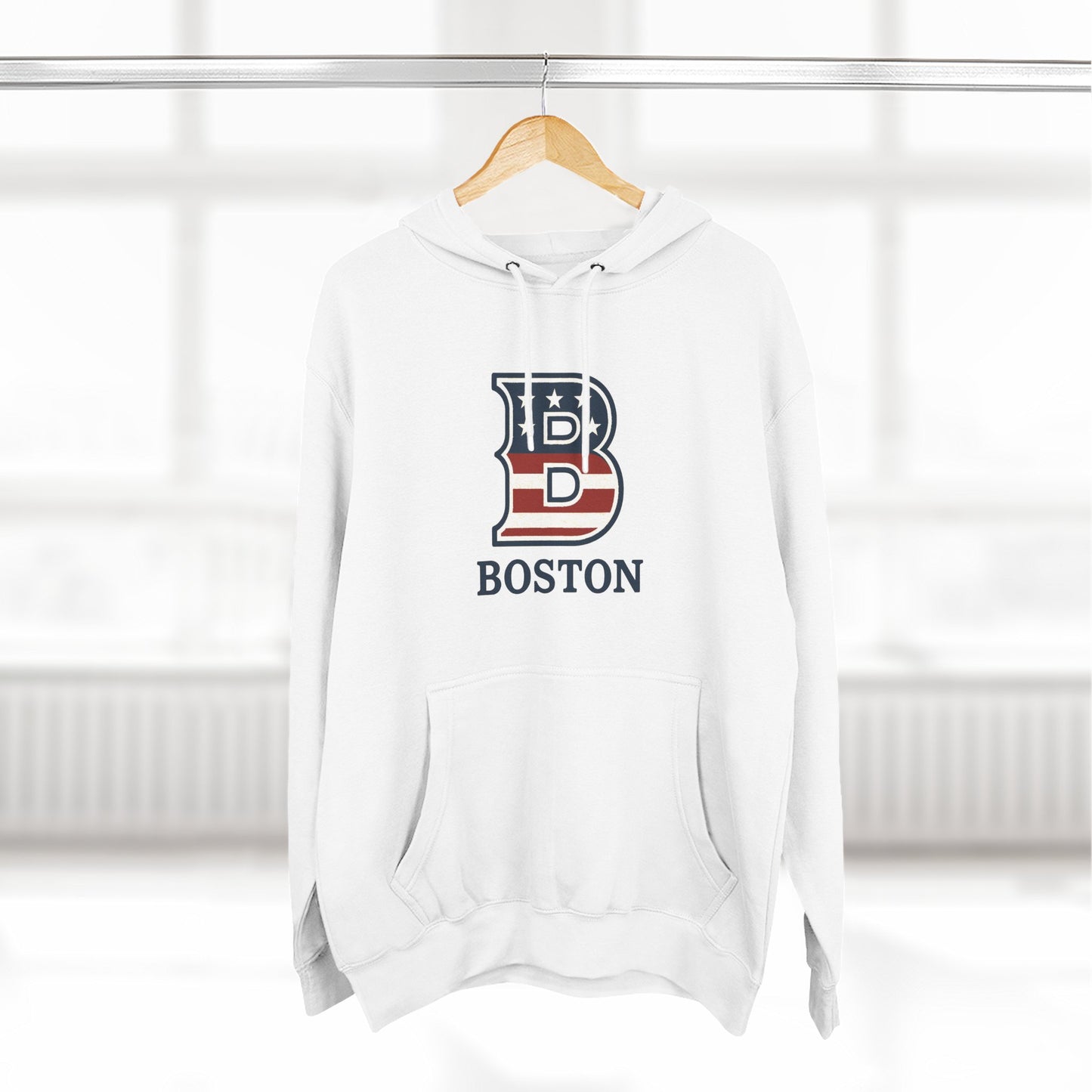 Boston Patriotic Hoodie — Three-Panel Fleece Comfortable Style