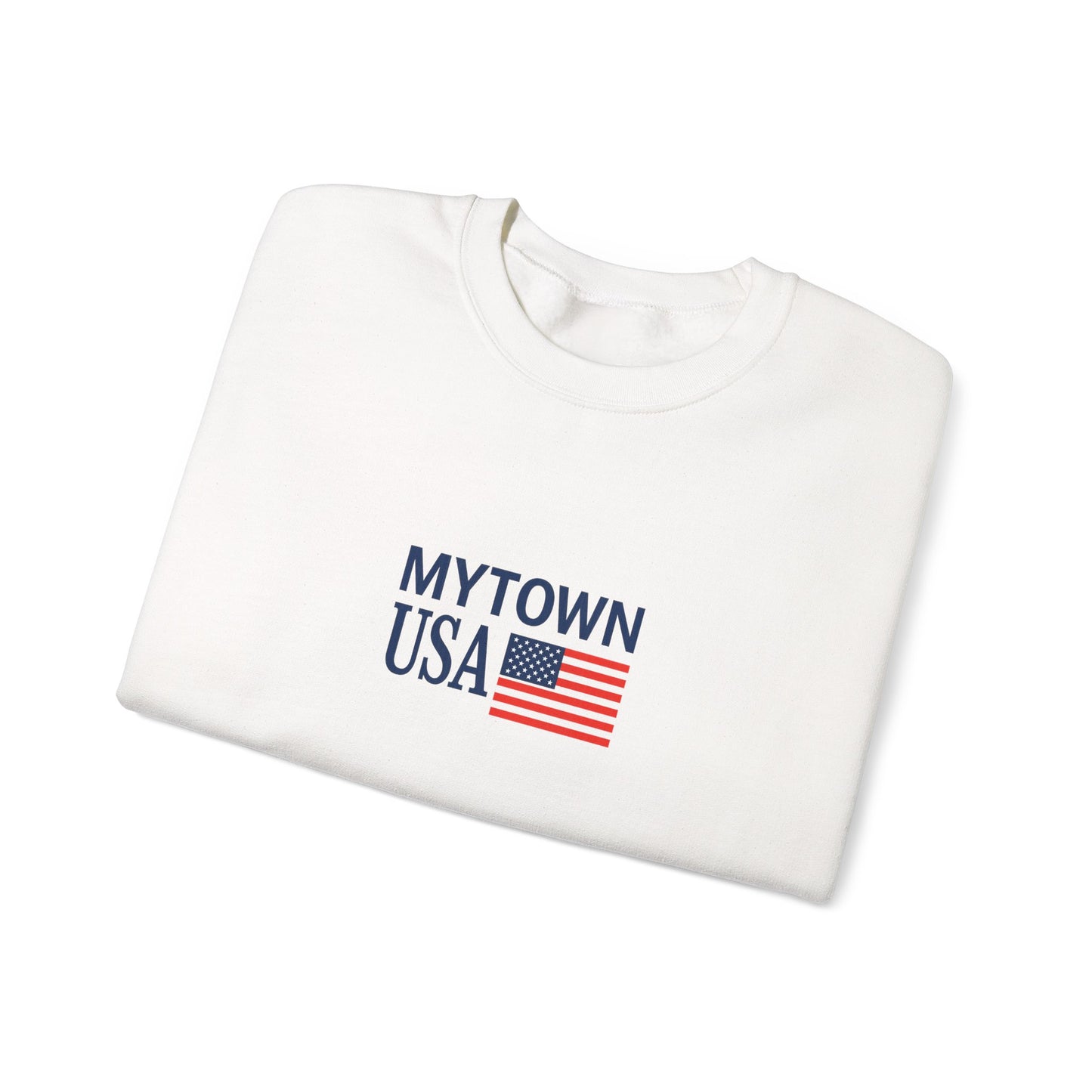 MyTown USA Crewneck Sweatshirt — Minimal American Flag Graphic