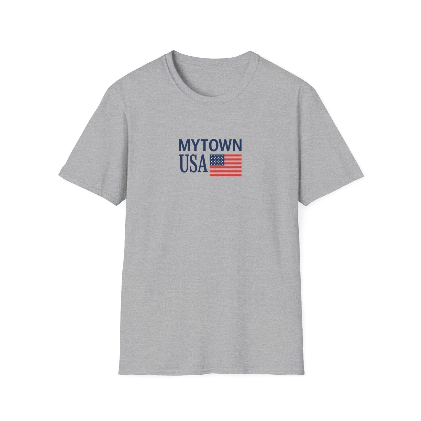 MyTown USA Flag T‑Shirt — Custom City Name (e.g., Boston)