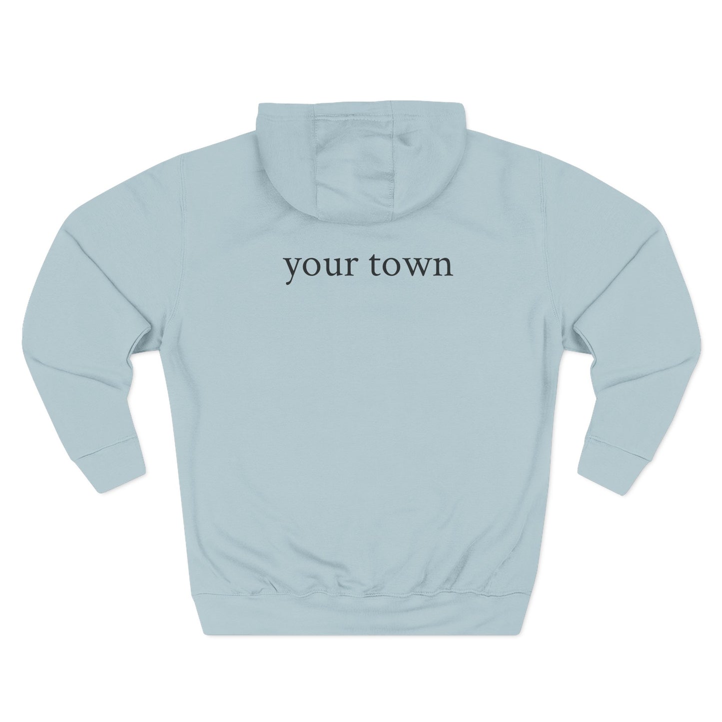 My Town USA Hoodie custom back to display your town— Patriotic American Flag Sweatshirt