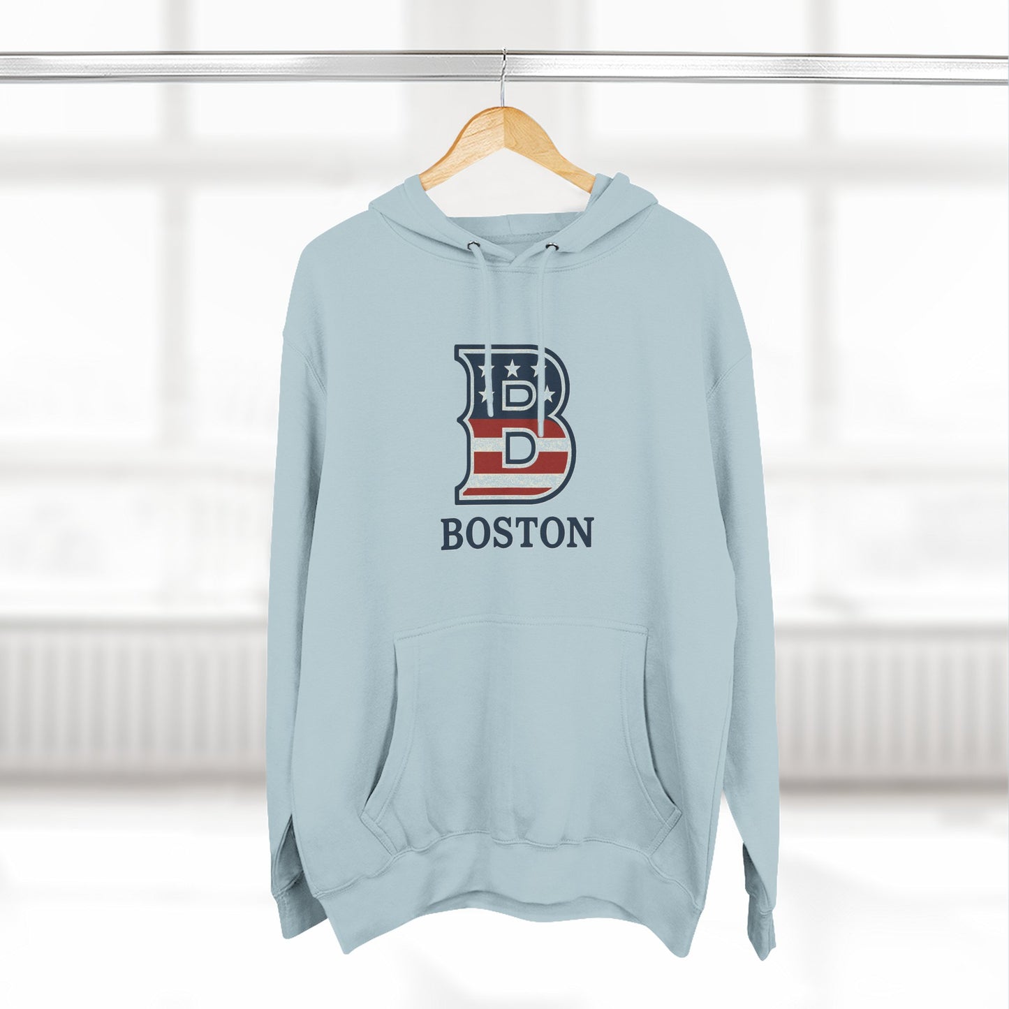 Boston Patriotic Hoodie — Three-Panel Fleece Comfortable Style