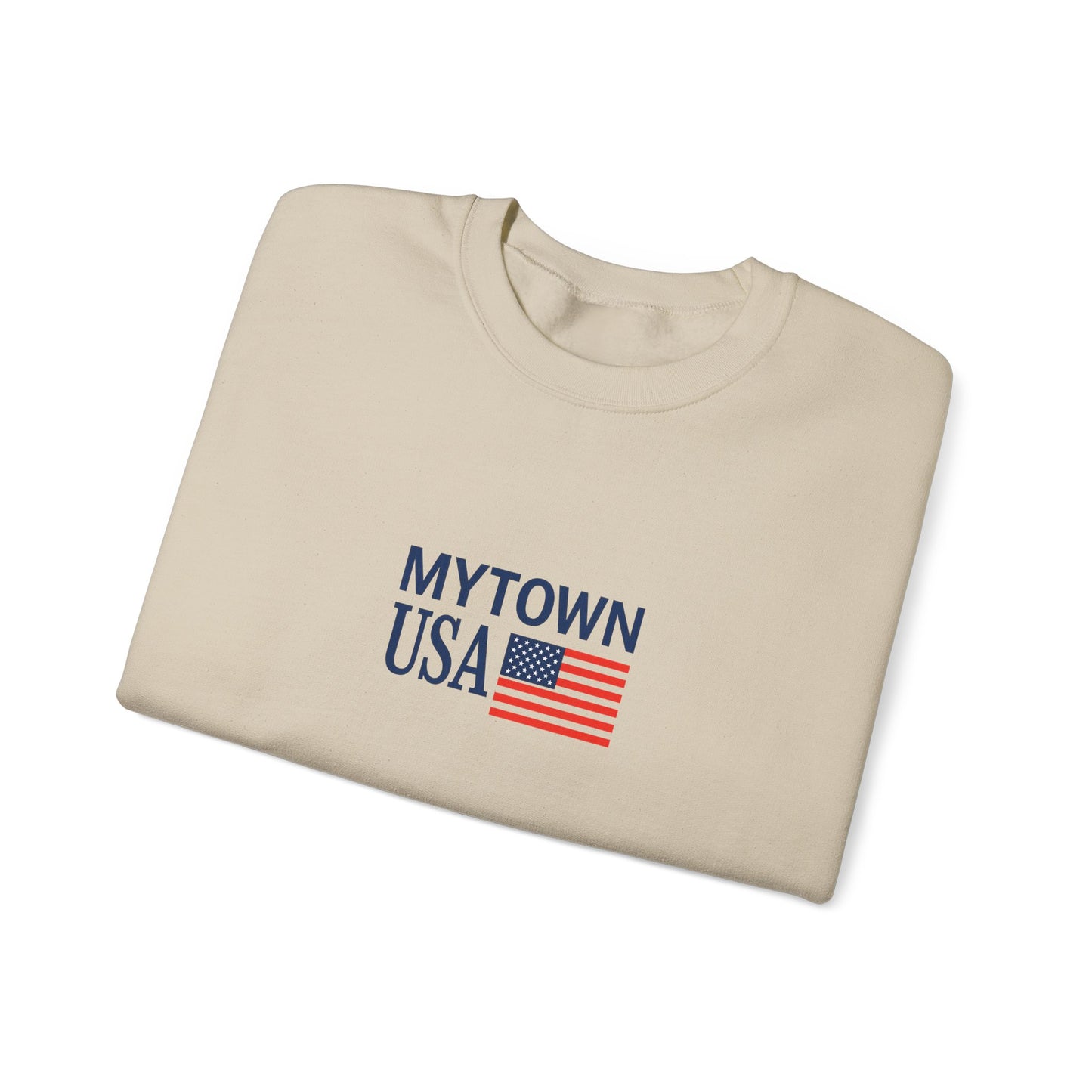 MyTown USA Crewneck Sweatshirt — Minimal American Flag Graphic