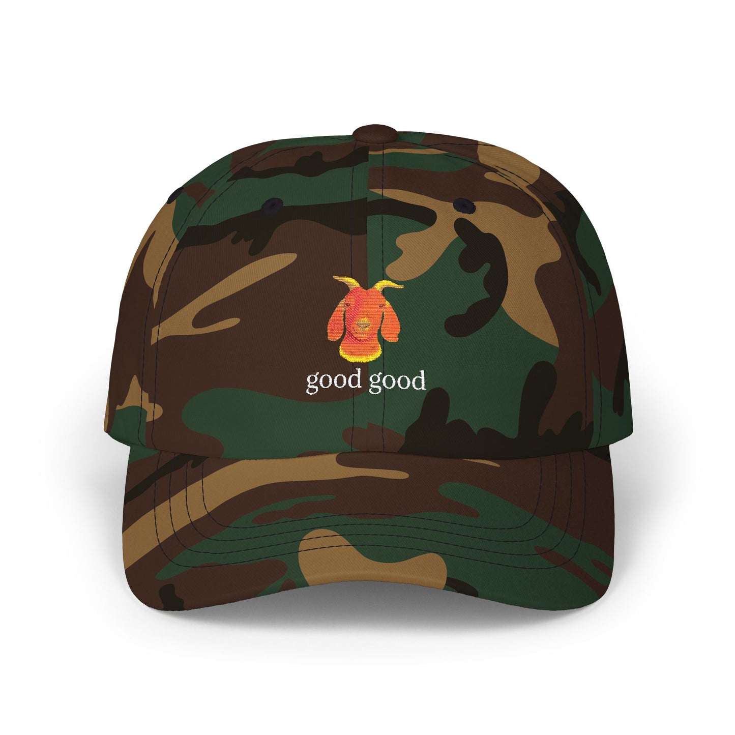 Goat Design golf talk “good good”  - Casual Hat, Gifts for Dad, Funny Cap, Summer Accessories, Animal Lover Gift