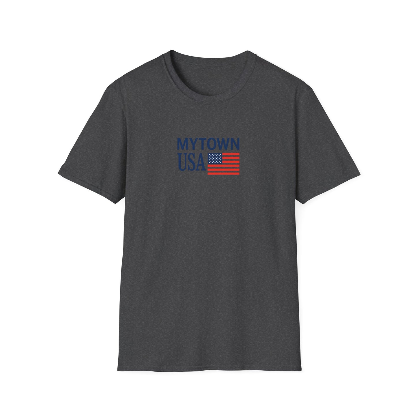 MyTown USA Flag T‑Shirt — Custom City Name (e.g., Boston)