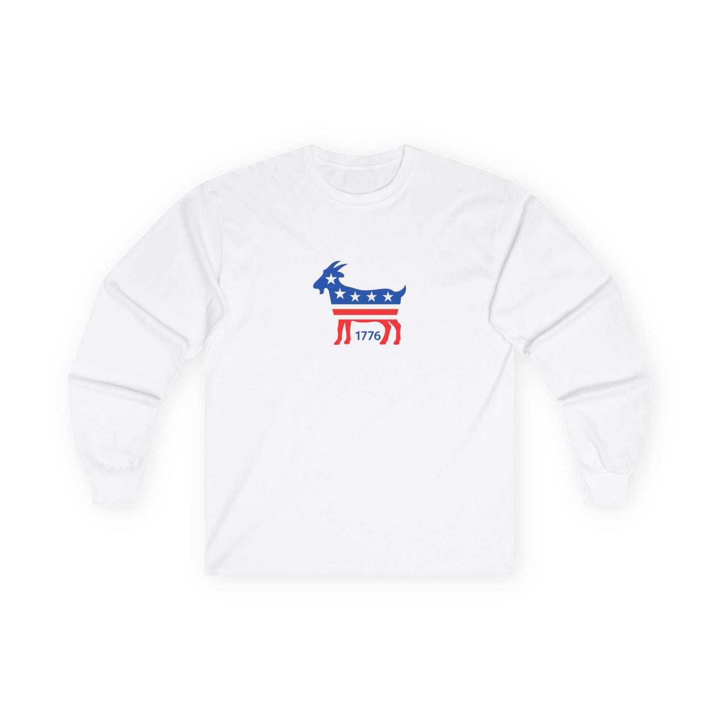 Patriotic GOAT Long Sleeve Tee American Flag Shirt