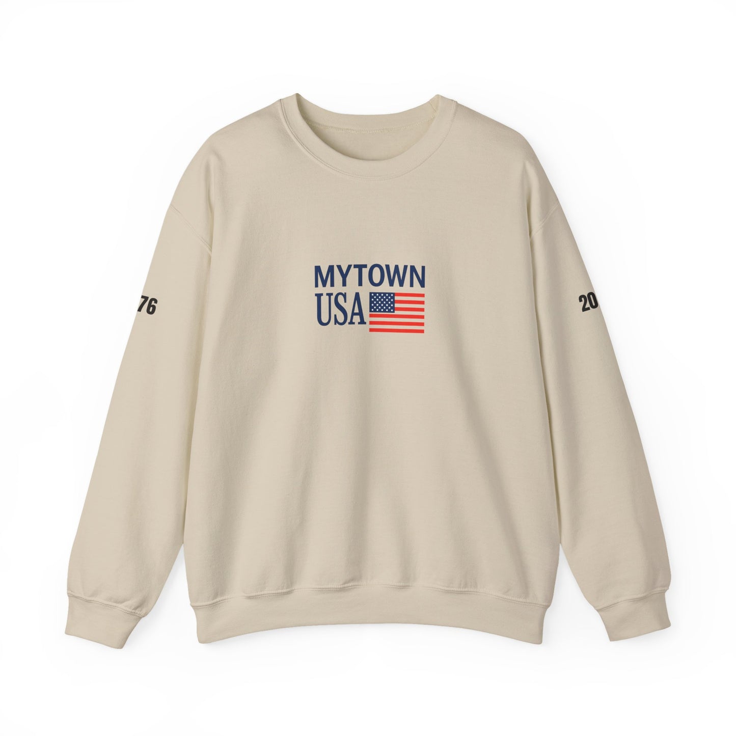 MyTown USA Crewneck Sweatshirt — Minimal American Flag Graphic