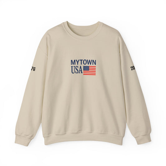 MyTown USA Crewneck Sweatshirt — Minimal American Flag Graphic