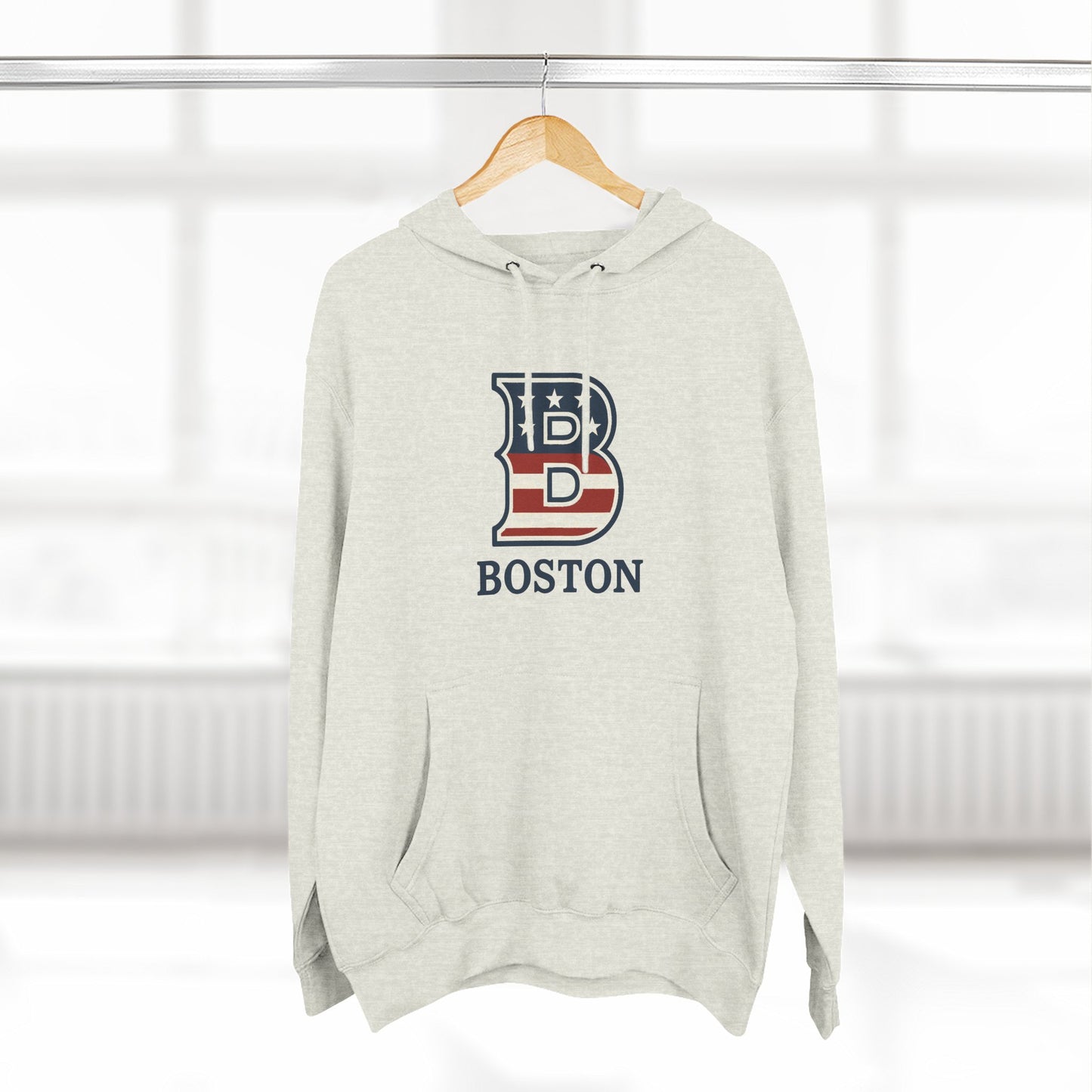 Boston Patriotic Hoodie — Three-Panel Fleece Comfortable Style