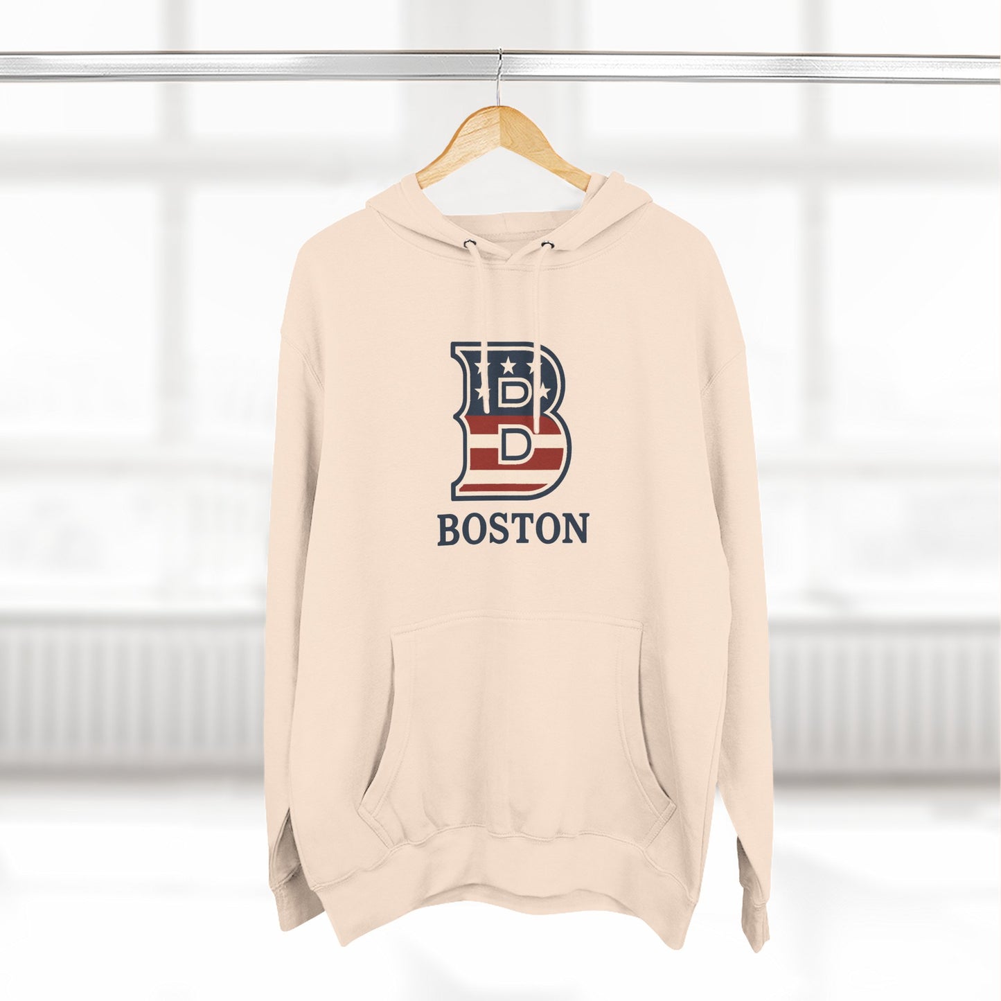 Boston Patriotic Hoodie — Three-Panel Fleece Comfortable Style