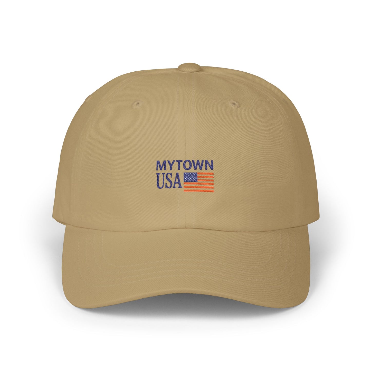 MYTOWN USA' Embroidered American Flag Cap (Customizable Back Text)