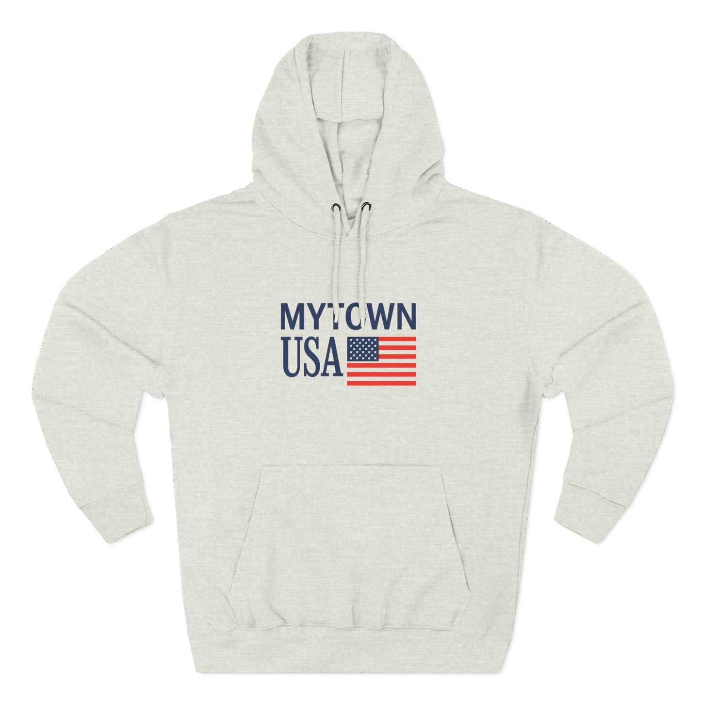 My Town USA Hoodie custom back to display your town— Patriotic American Flag Sweatshirt