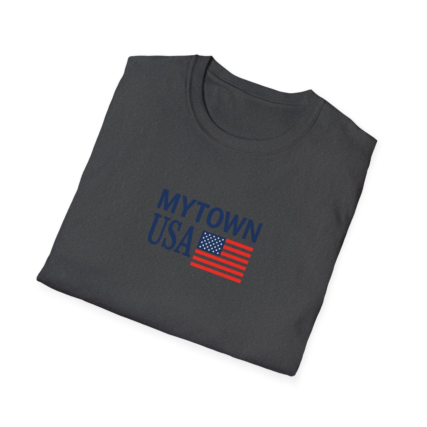 MyTown USA Flag T‑Shirt — Custom City Name (e.g., Boston)